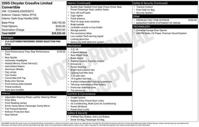 2005 Chrysler Crossfire Limited Leather Trimmed Bucket Seats