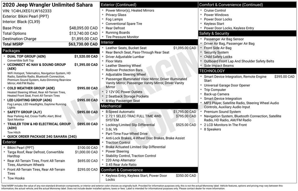 2020 Jeep Wrangler Unlimited Sahara Cold Weather Group