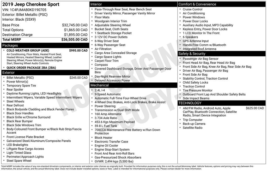 2019 Jeep Cherokee Base