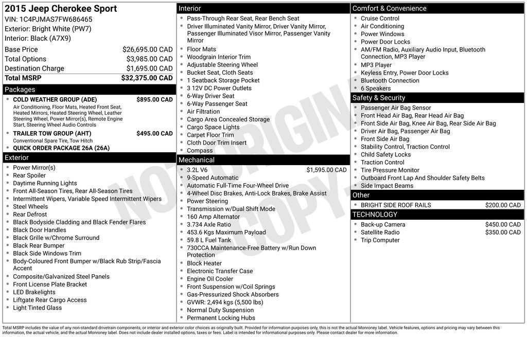2015 Jeep Cherokee Sport