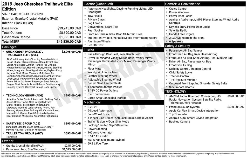 2019 Jeep Cherokee Trailhawk