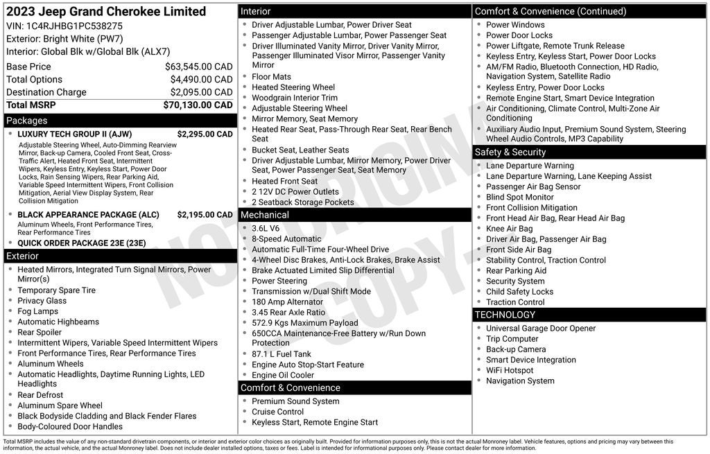 2023 Jeep Grand Cherokee Limited Navigation System & Surround View Camera System