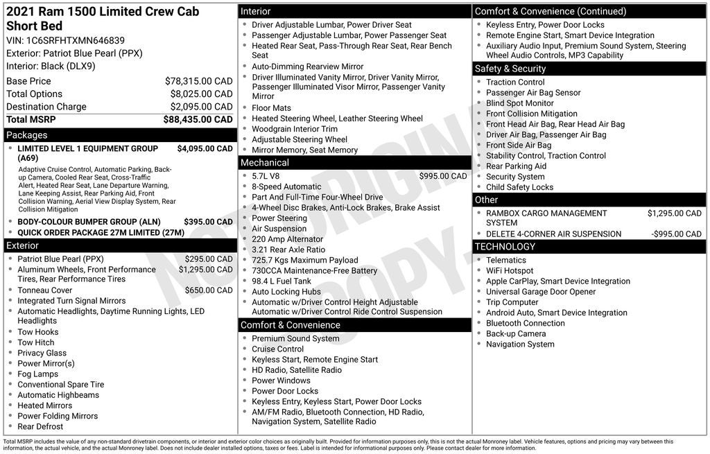2021 RAM 1500 Limited RamBox Cargo Management System & Navigation