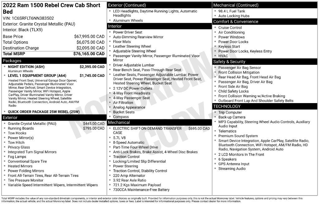 2022 RAM 1500 Rebel