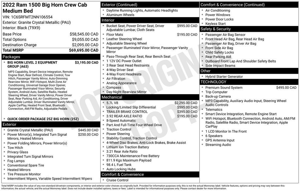2022 RAM 1500 Big Horn/Lone Star Level 2 Equipment Group
