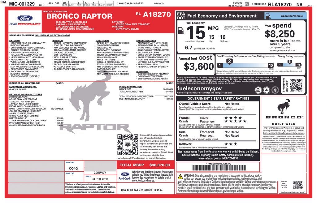 2024 Ford Bronco Raptor Navigation System & B&O Sound System by Bang & Ol