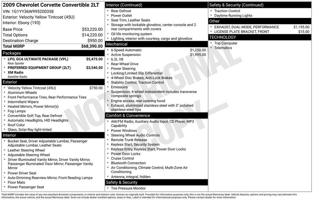 2009 Chevrolet Corvette Base 2LT