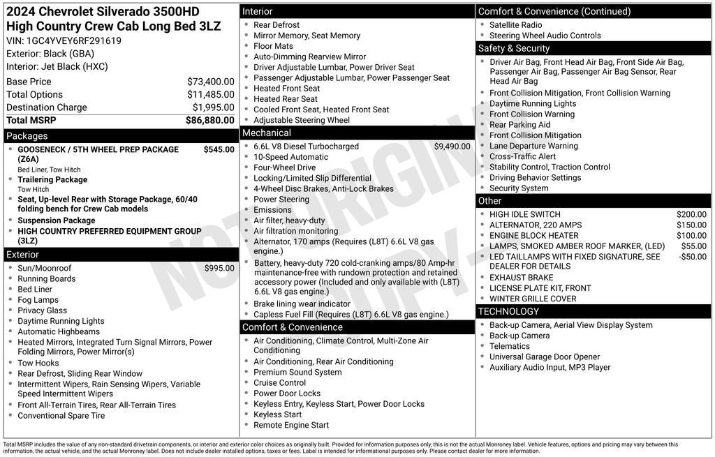 2024 Chevrolet Silverado 3500HD High Country Power Sunroof