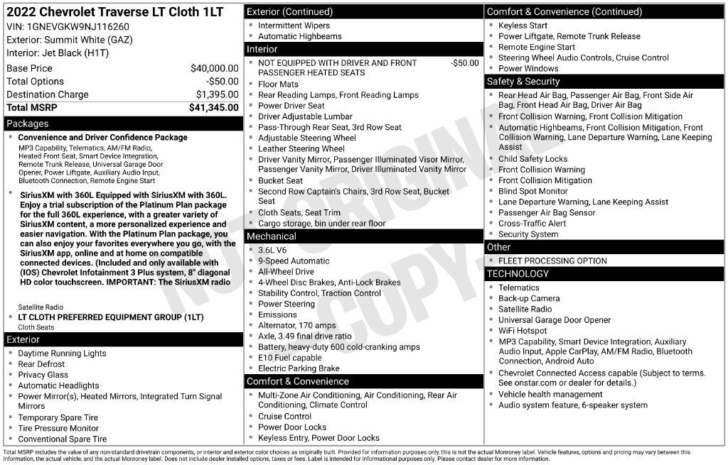 2022 Chevrolet Traverse LT 1LT