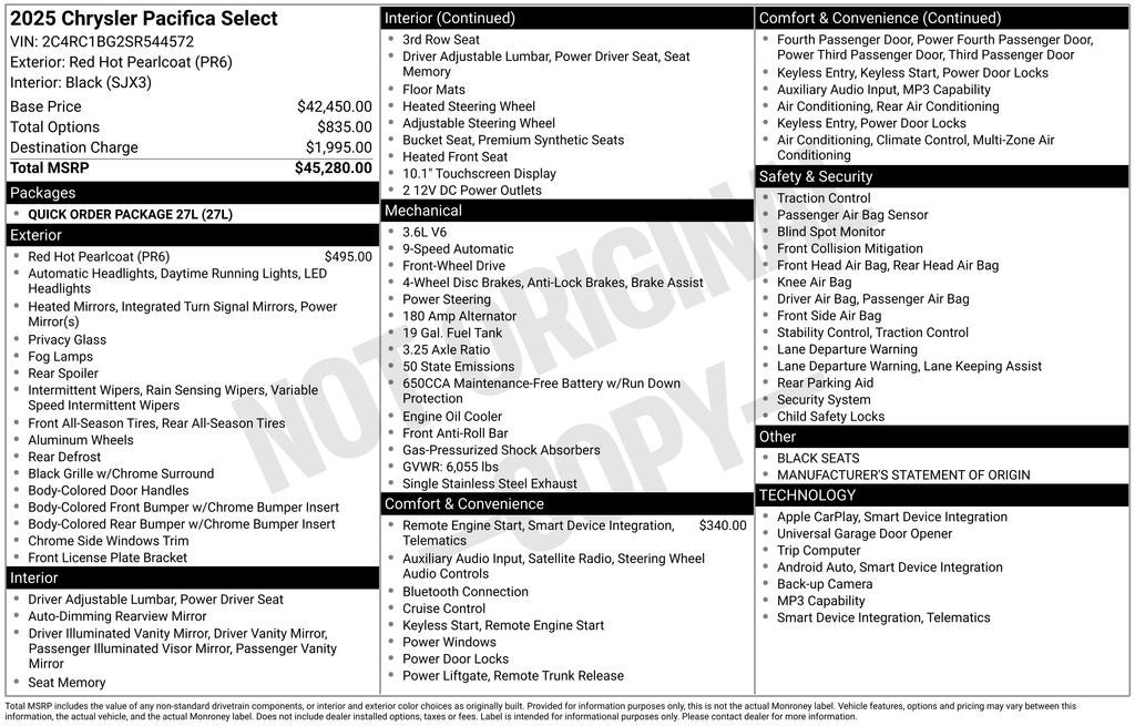 2025 Chrysler Pacifica Select