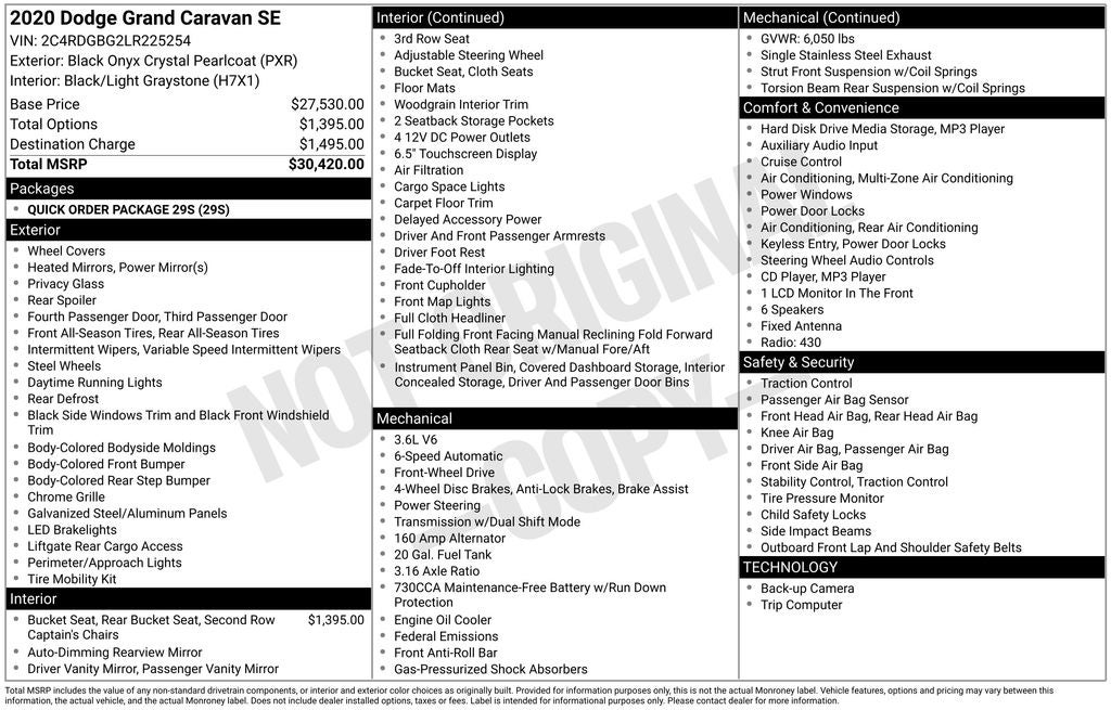 2020 Dodge Grand Caravan SE