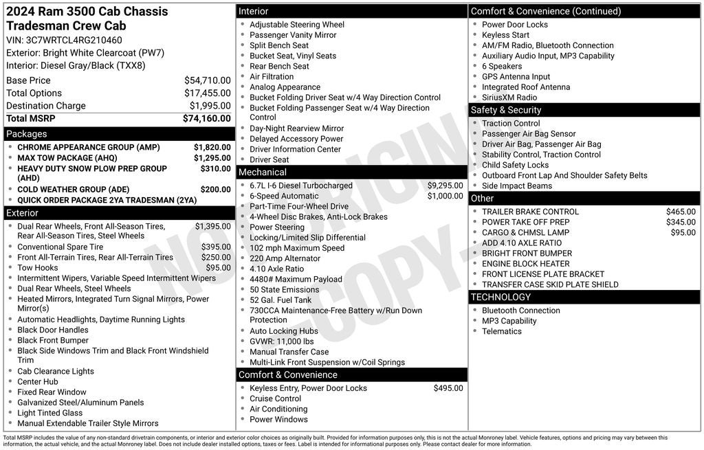 2024 RAM 3500 Tradesman Service Body Up Fit with Max Tow Package