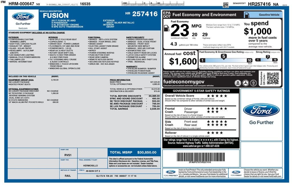 2017 Ford Fusion SE