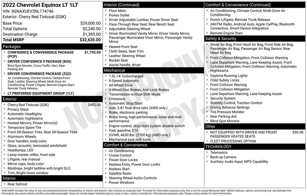 2022 Chevrolet Equinox LT Confidence & Convenience Package