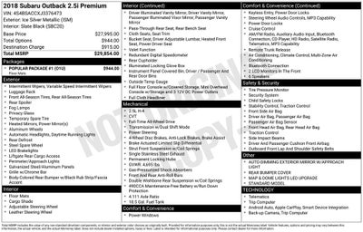2018 Subaru Outback 2.5i Premium