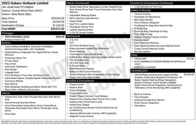 2023 Subaru Outback Limited Power Moonroof & HSW & Navigation System