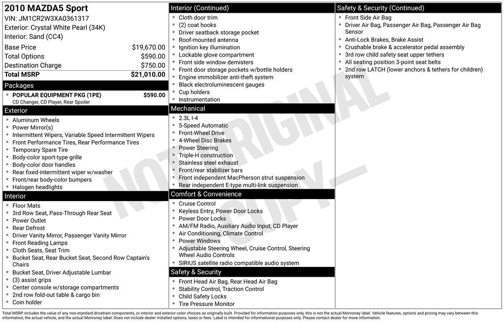 2010 Mazda Mazda5 Sport