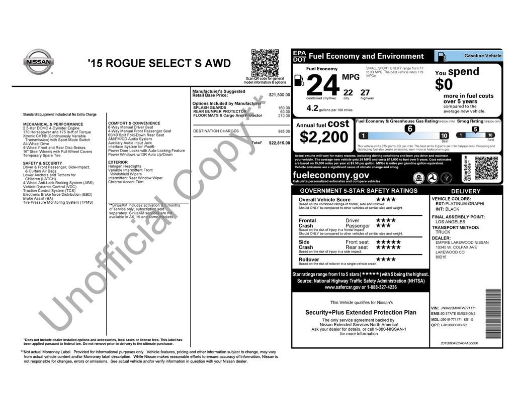 2015 Nissan Rogue Select S