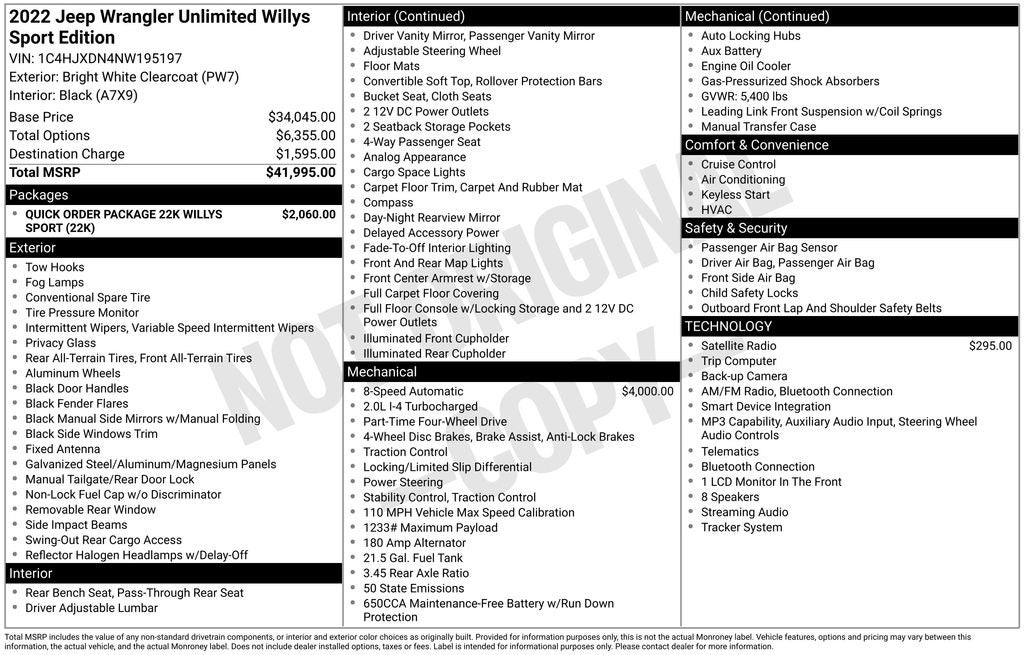 2022 Jeep Wrangler Unlimited Willys