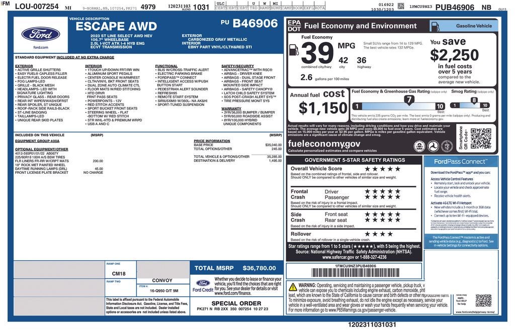 2023 Ford Escape Hybrid ST-Line Select