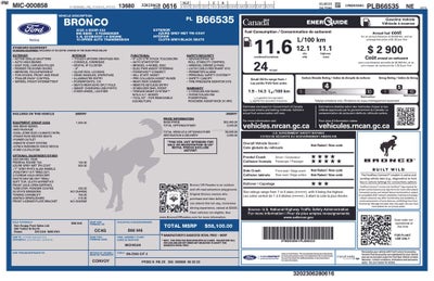 2023 Ford Bronco Big Bend 222A MID PKG REMOTE START 2.3L ECOBOOST10 SPED TRA