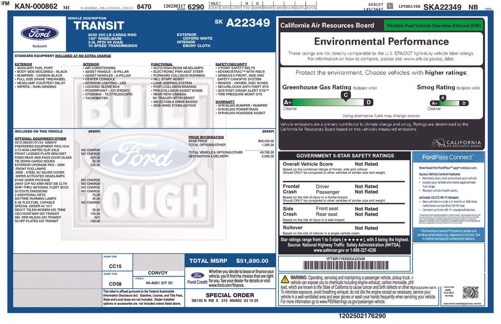 2025 Ford Transit-250 Base Low Roof Cargo van