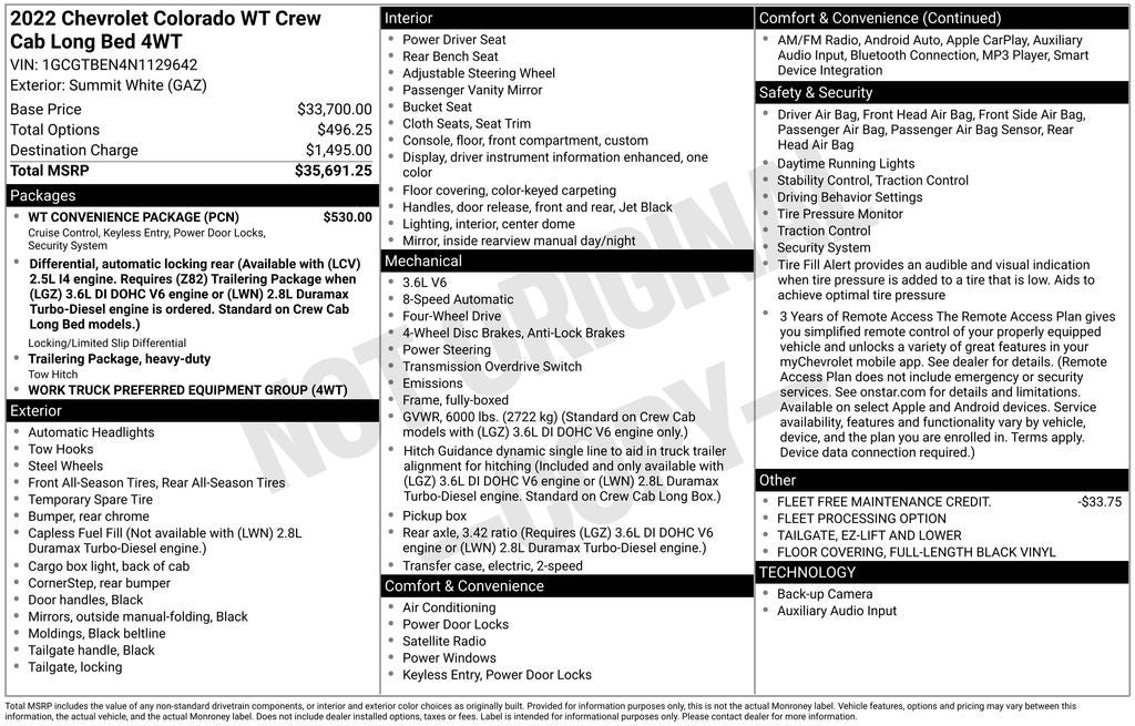 2022 Chevrolet Colorado Work Truck