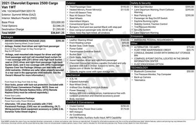 2021 Chevrolet Express 2500 Work Van Cargo