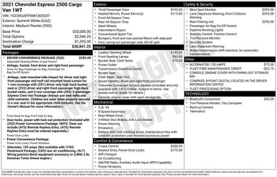 2021 Chevrolet Express 2500 Work Van Cargo