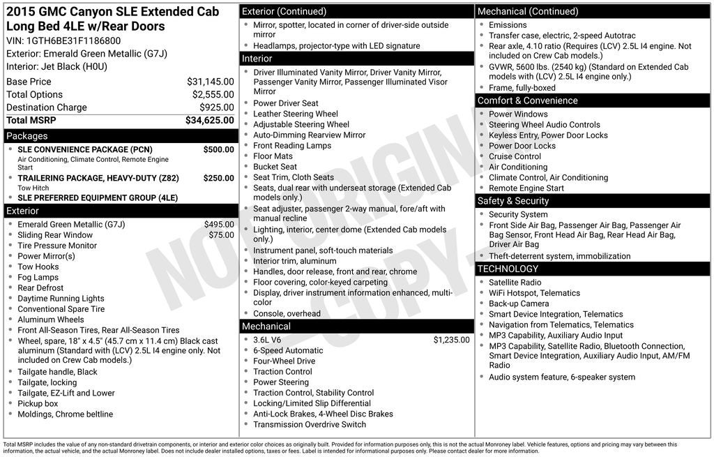 2015 GMC Canyon SLE1