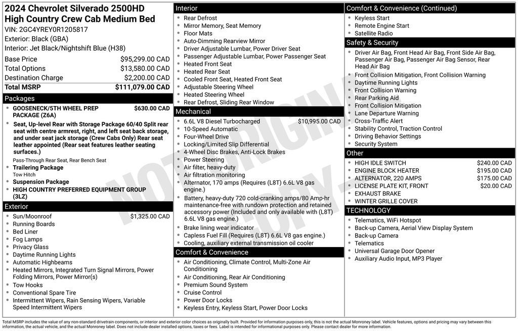 2024 Chevrolet Silverado 2500HD High Country Crew Cab 4x4 Duramax Turbo Diesel Leather Nav Moon