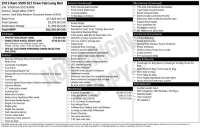 2012 RAM 3500 SLT Crew Cab 4x4 Cummings 6.7L Turbo Diesel