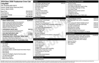 2024 RAM 3500 Tradesman CREW CAB 4X4 6.7L CUMMINGS TURBO DIESEL