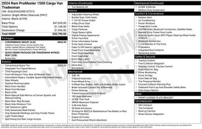 2024 RAM ProMaster 1500 Low Roof