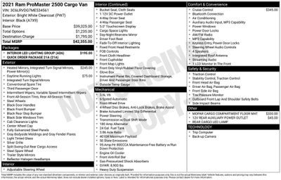 2021 RAM ProMaster 2500 High Roof High Roof 159" Wheelbase Cargo Van Rear Camera