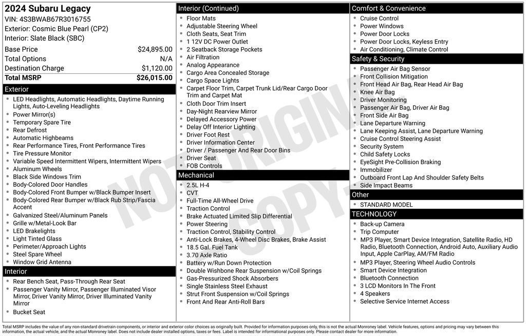 2024 Subaru Legacy Base