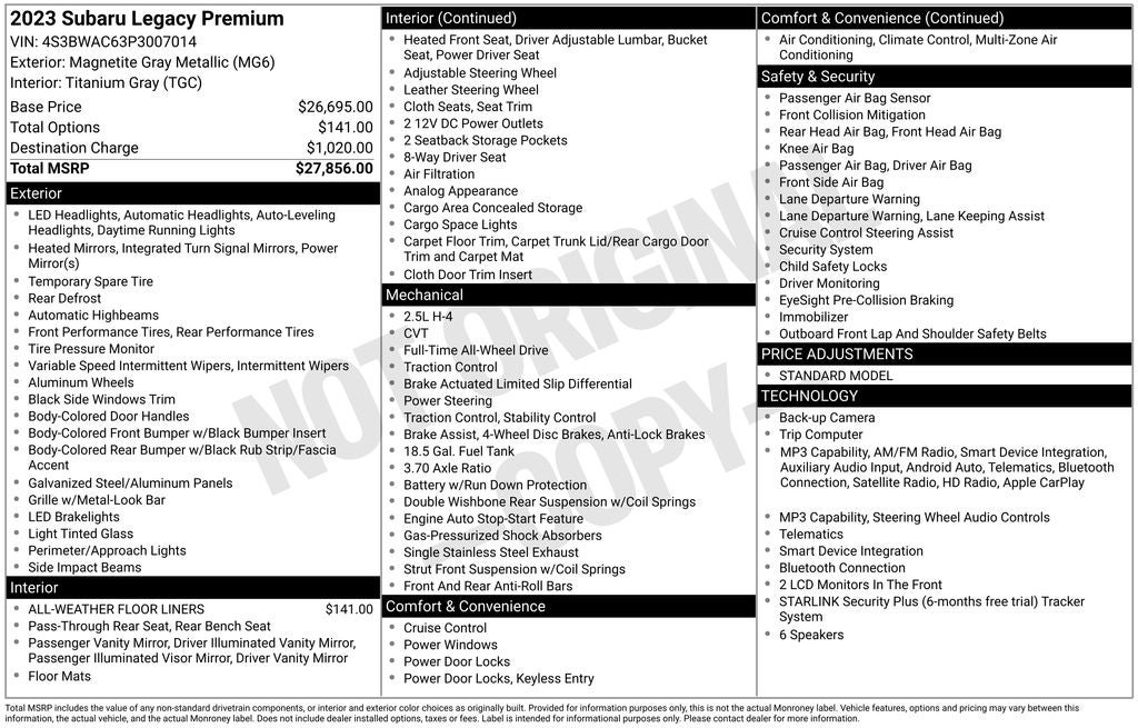 2023 Subaru Legacy Premium