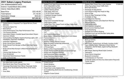 2021 Subaru Legacy Premium