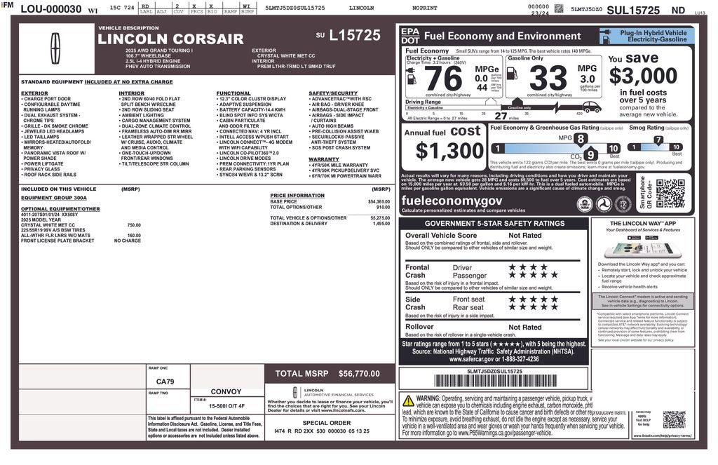 2025 Lincoln Corsair Plug-In Hybrid Grand Touring