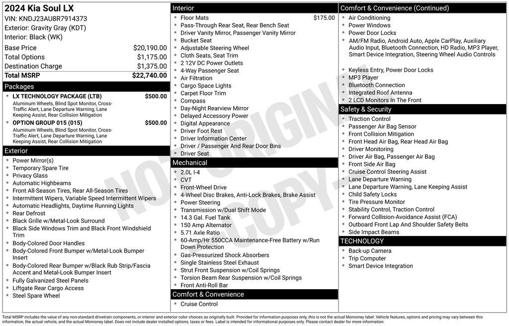 2024 Kia Soul LX Rear Camera