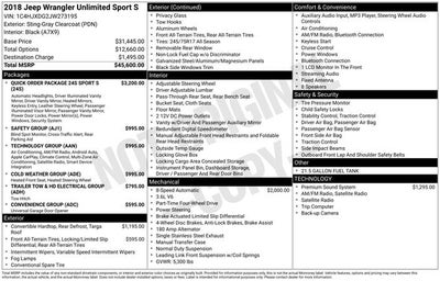 2018 Jeep Wrangler Sport S 4x4