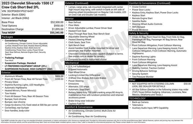 2023 Chevrolet Silverado 1500 4WD Crew Cab Short Bed LT with 2FL