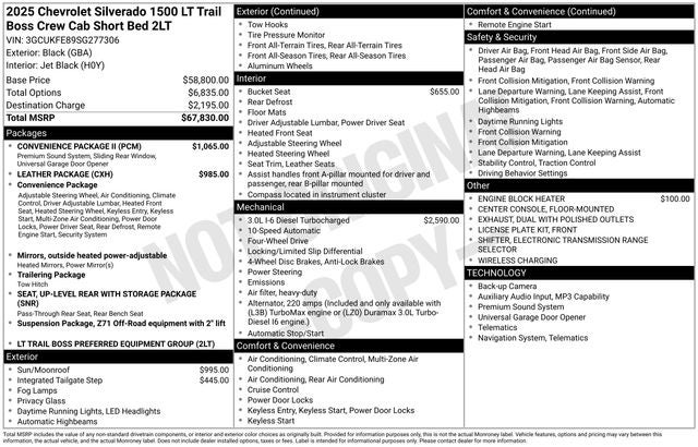 2025 Chevrolet Silverado 1500 4WD Crew Cab Short Bed LT Trail Boss