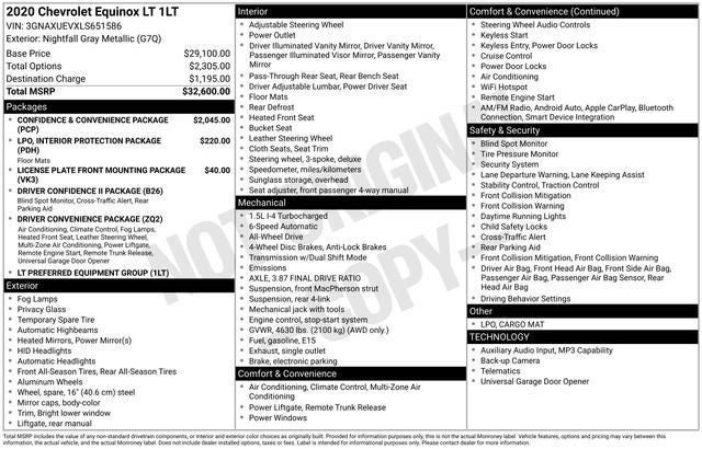 2020 Chevrolet Equinox AWD LT 1.5L Turbo