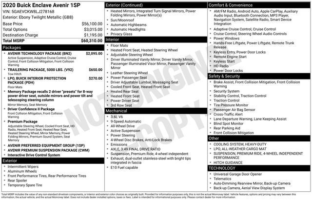 2020 Buick Enclave AWD Avenir